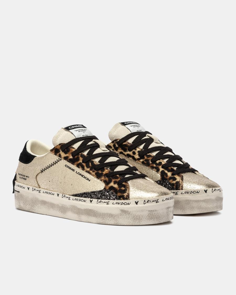 CRIME LONDON SNEAKERS DISTRESSED PLATFORM SWEET LIKE HONEY ORO CRIME LONDON SNEAKERS DISTRESSED PLATFORM SWEET LIKE HONEY ORO 2