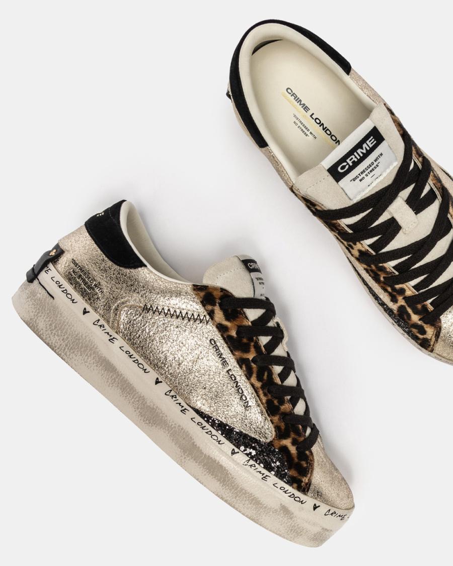 CRIME LONDON SNEAKERS DISTRESSED PLATFORM SWEET LIKE HONEY ORO CRIME LONDON SNEAKERS DISTRESSED PLATFORM SWEET LIKE HONEY ORO 5