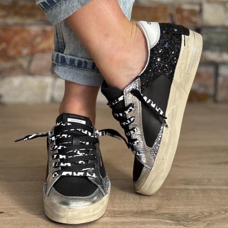 CRIME LONDON SNEAKERS SK8 DELUXE NERO/SILVER BLACK/SILVER CRIME LONDON SNEAKERS SK8 DELUXE NERO/SILVER BLACK/SILVER 2