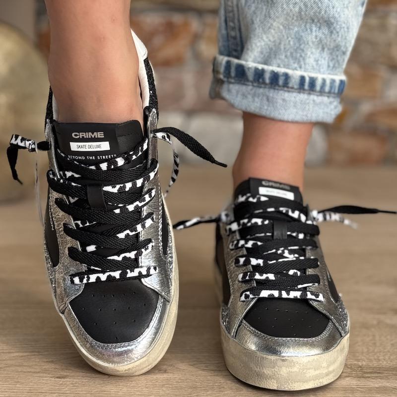 CRIME LONDON SNEAKERS SK8 DELUXE NERO/SILVER BLACK/SILVER CRIME LONDON SNEAKERS SK8 DELUXE NERO/SILVER BLACK/SILVER 3
