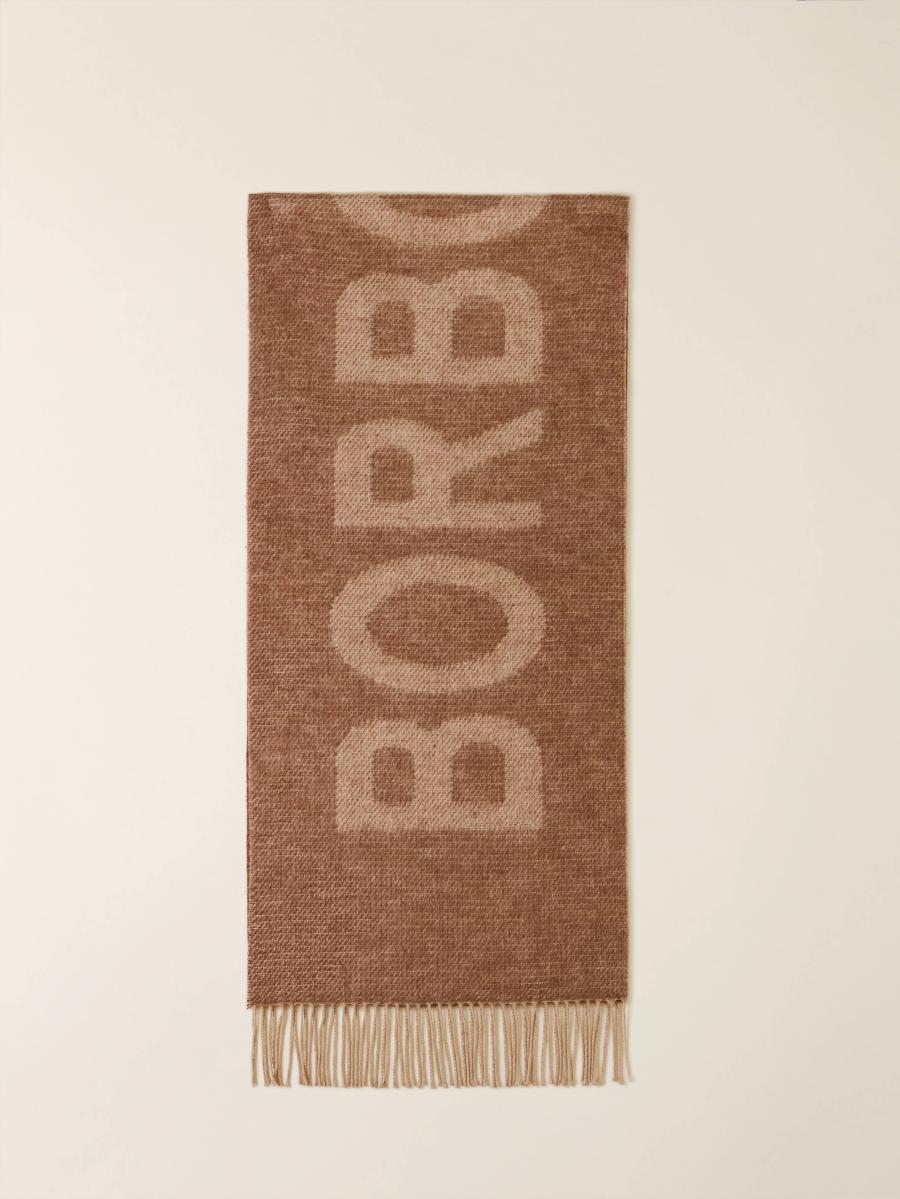 BORBONESE SCIARPA LOGO 42X200 MARRONE/BEIGE BORBONESE SCIARPA LOGO 42X200 MARRONE/BEIGE