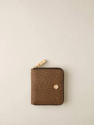 BORBONESE P.FOGLIO SMALL ZIP AROUND OP NATURALE/NERO  OP NATURALE/NERO 