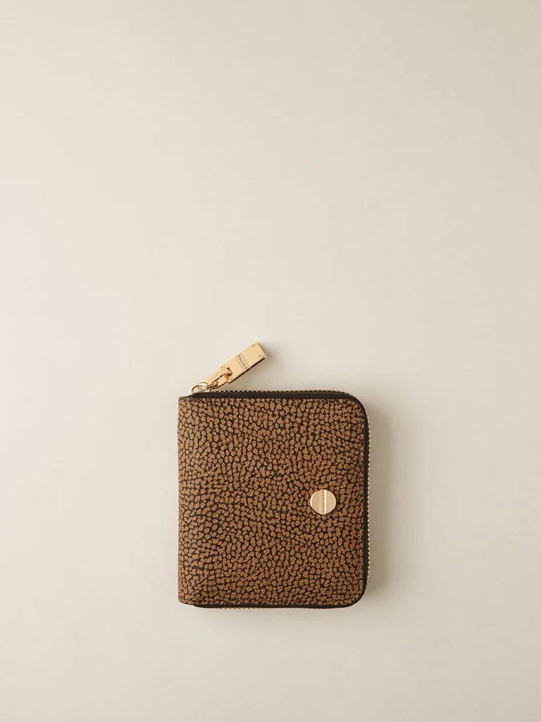 BORBONESE P.FOGLIO SMALL ZIP AROUND OP NATURALE/NERO  OP NATURALE/NERO  4
