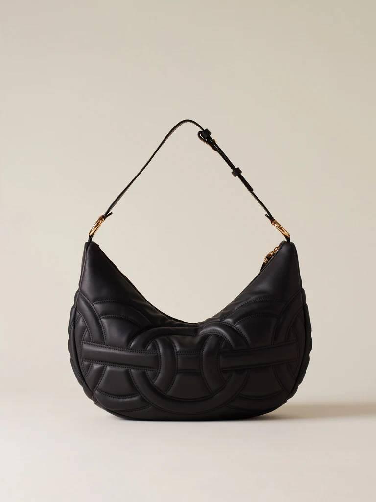 BORBONESE BORSA HOBO M. NERO/OP NATURALE  NERO/OP NATURALE 3