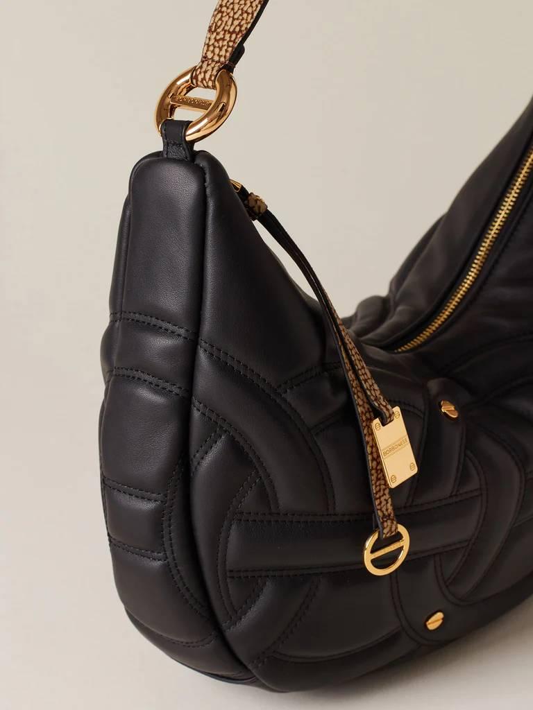 BORBONESE BORSA HOBO M. NERO/OP NATURALE  NERO/OP NATURALE 5