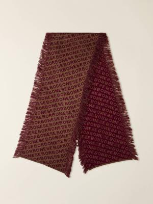 BORBONESE SCIARPA FRANGE 30X170 TORTORA/BORDEAUX  TORTORA/BORDEAUX