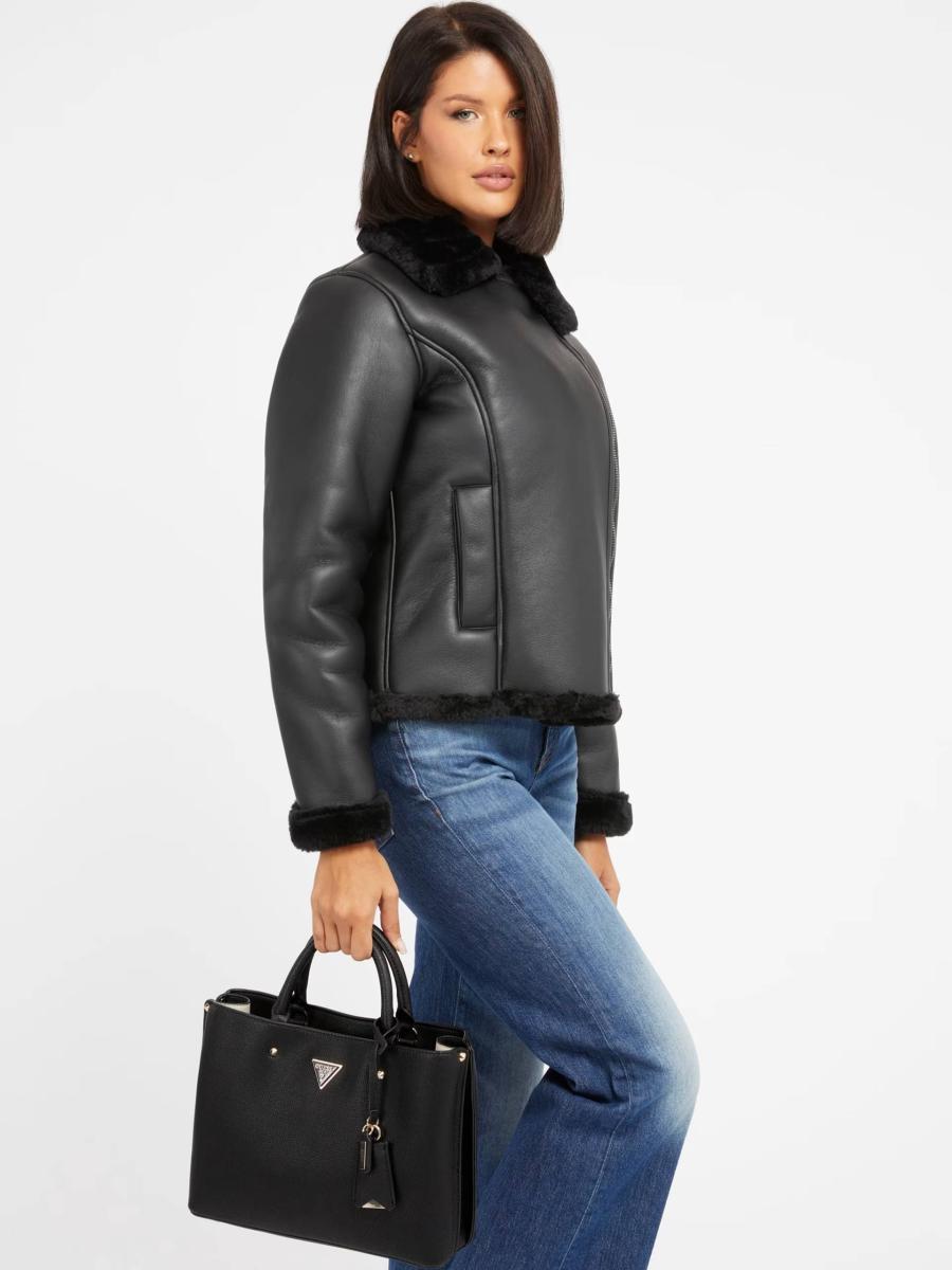 GUESS BORSA MERIDIAN II GIRLFRIEND SATCHEL BLACK BLACK GUESS BORSA MERIDIAN II GIRLFRIEND SATCHEL BLACK BLACK 5