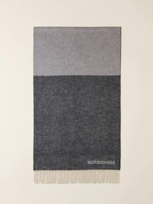 BORBONESE STOLA 55X200 WHITE/GREY/BLACK  WHITE/GREY/BLACK
