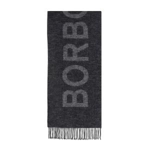BORBONESE SCIARPA LOGO 42X200 BLACK/GREY BLACK/GREY