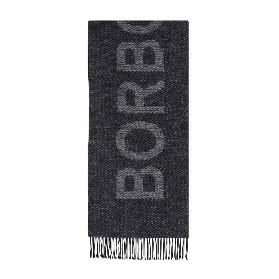 BORBONESE SCIARPA LOGO 42X200 BLACK/GREY BLACK/GREY BORBONESE SCIARPA LOGO 42X200 BLACK/GREY BLACK/GREY 1