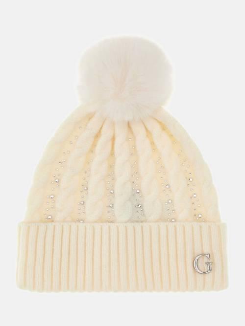 GUESS CAPPELLO KNITTED BEANIE WITHE  WHITE 1