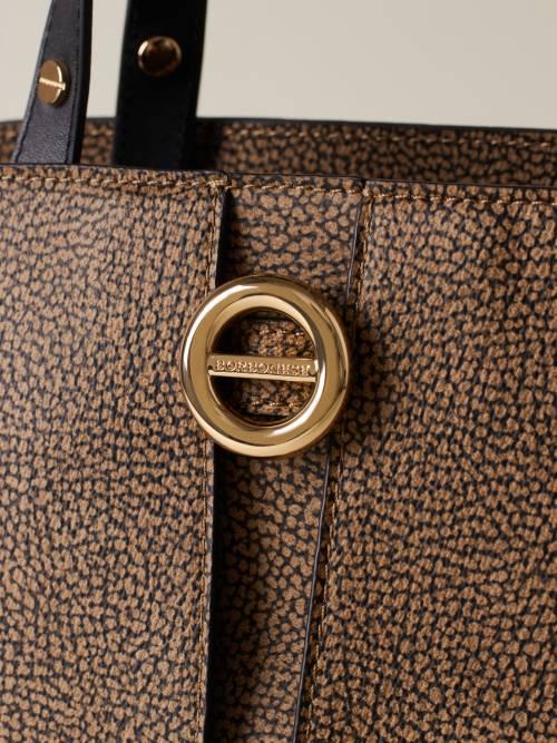 BORBONESE BORSA BAULETTO M. C/T OP NATURALE/ NERO  OP NATURALE NERO 4