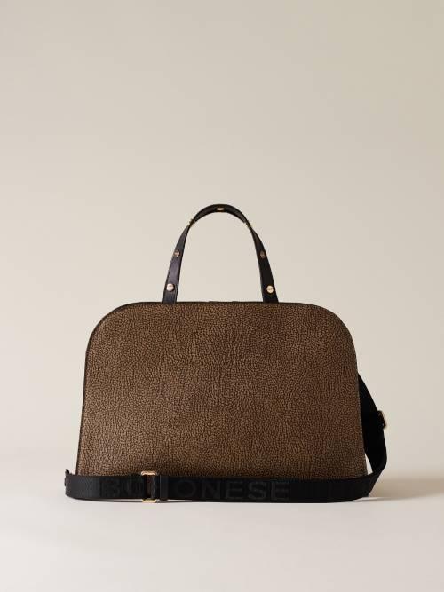 BORBONESE BORSA BAULETTO M. C/T OP NATURALE/ NERO  OP NATURALE NERO 2