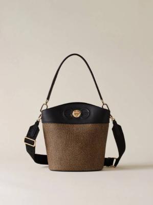 BORBONESE BORSA SECCHIELLO S OP NATURALE/NERO NERO