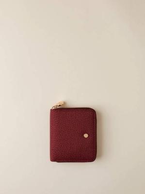 BORBONESE P.FOGLIO SMALL ZIP AROUND MERLOT  MERLOT