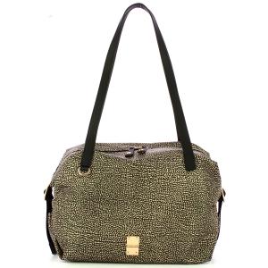 BORBONESE BORSA SHOPPIMG M. OP NATURALE NERO  OP NATURALE NERO