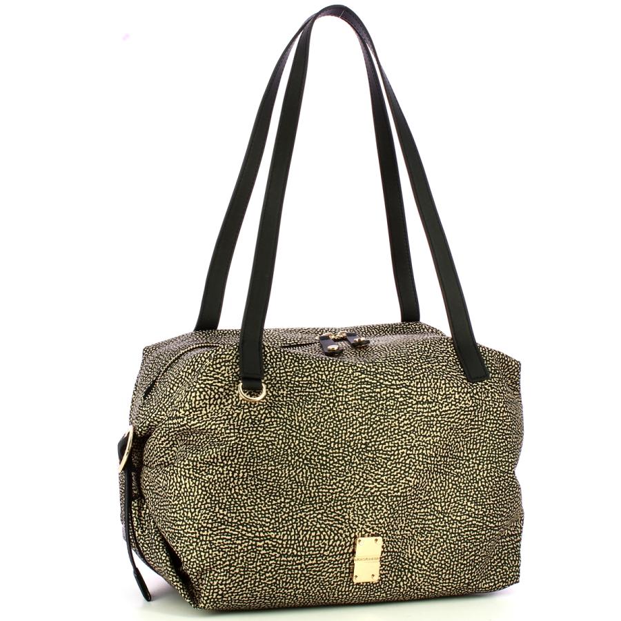 BORBONESE BORSA SHOPPIMG M. OP NATURALE NERO  OP NATURALE NERO 2