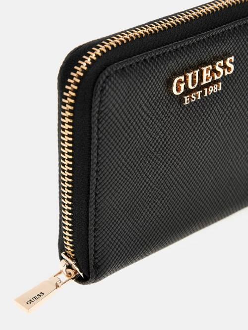 GUESS PORTAFOGLIO LAUREAL II SLG SMALL ZIP AROUND BLACK BLACK GUESS PORTAFOGLIO LAUREAL II SLG SMALL ZIP AROUND BLACK BLACK 4