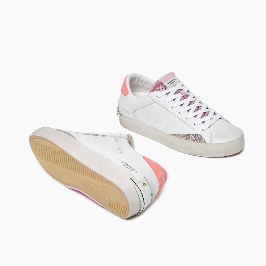 CRIME LONDON SNEAKERS DISTRESSED CHAMPAGNE ROSE' BIANCO/ROSA 2