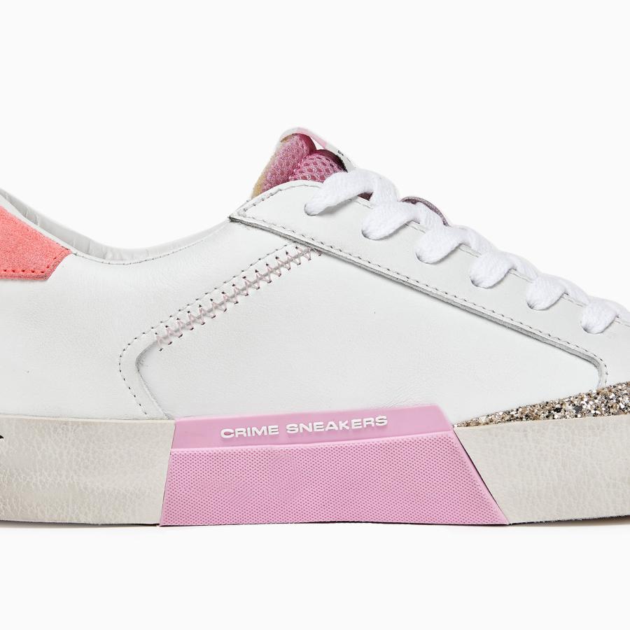 CRIME LONDON SNEAKERS DISTRESSED CHAMPAGNE ROSE' BIANCO/ROSA 4