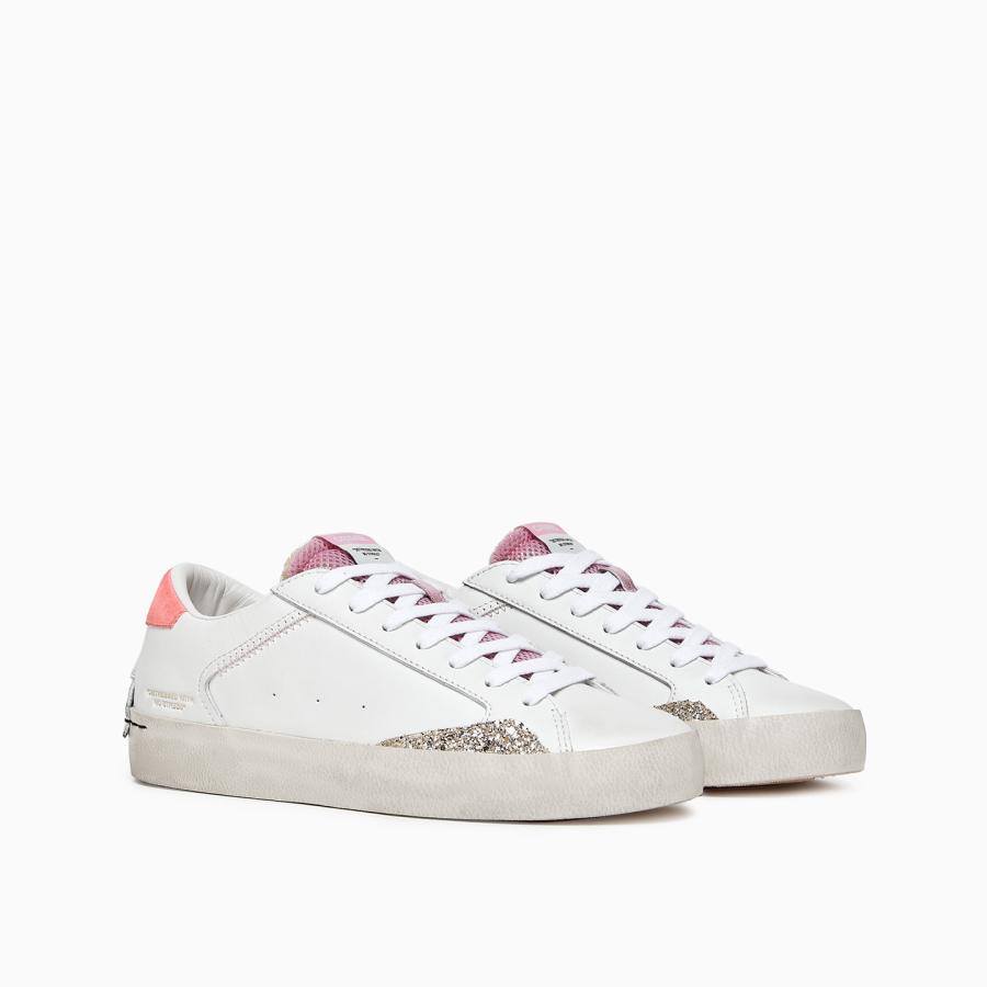 CRIME LONDON SNEAKERS DISTRESSED CHAMPAGNE ROSE' BIANCO/ROSA 6