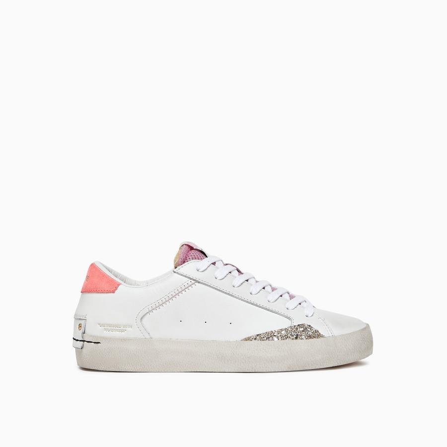 CRIME LONDON SNEAKERS DISTRESSED CHAMPAGNE ROSE' BIANCO/ROSA 1