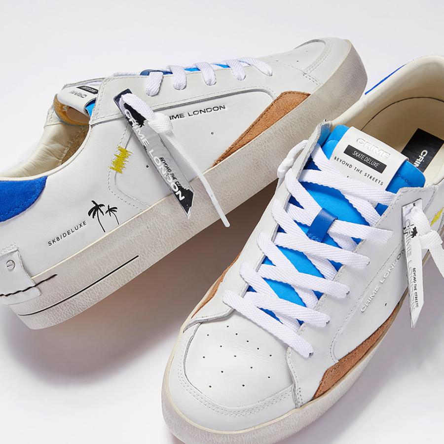 CRIME LONDON SNEAKERS SK8 DELUXE PACIFIC BLUE BIANCO/BLU 8