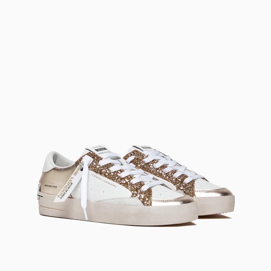 CRIME LONDON SNEAKERS SK8 DELUXE PLATINUM GLAM GOLD 2
