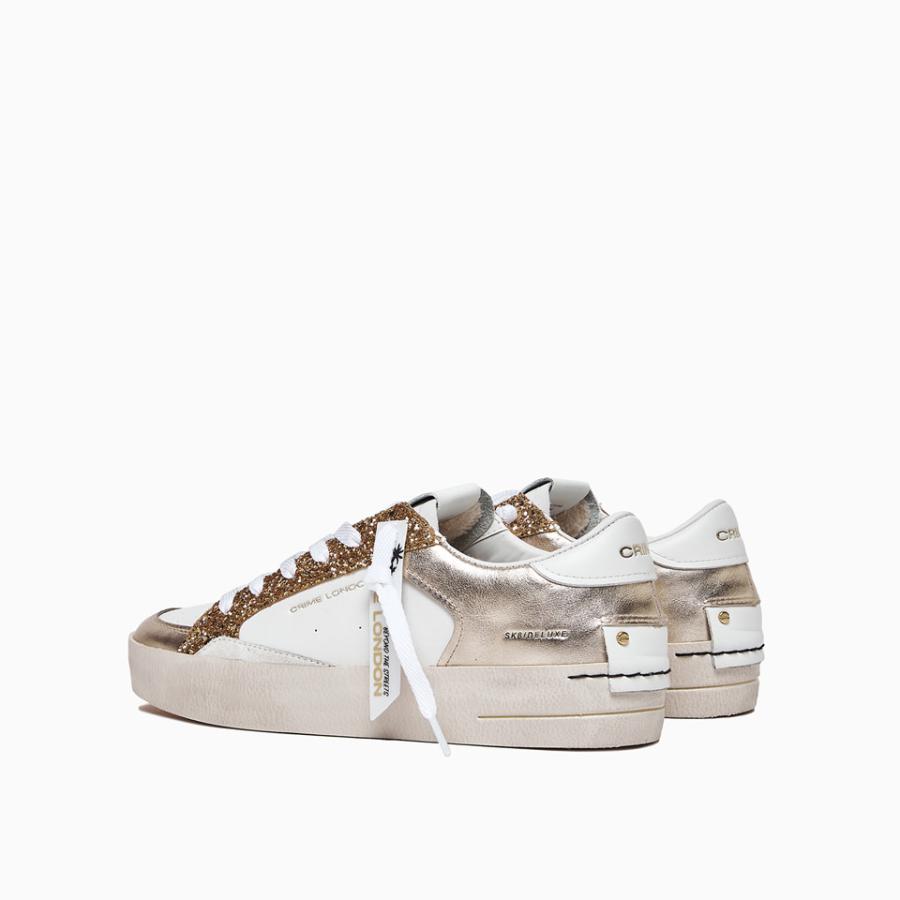 CRIME LONDON SNEAKERS SK8 DELUXE PLATINUM GLAM GOLD 3