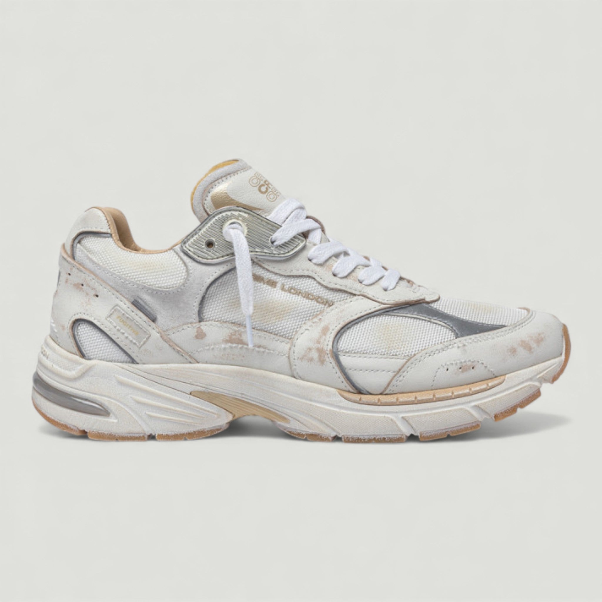 CRIME LONDON SNEAKERS FUGITIVE 9094 SILVER STREAK BIANCO/GRIGIO Uomo