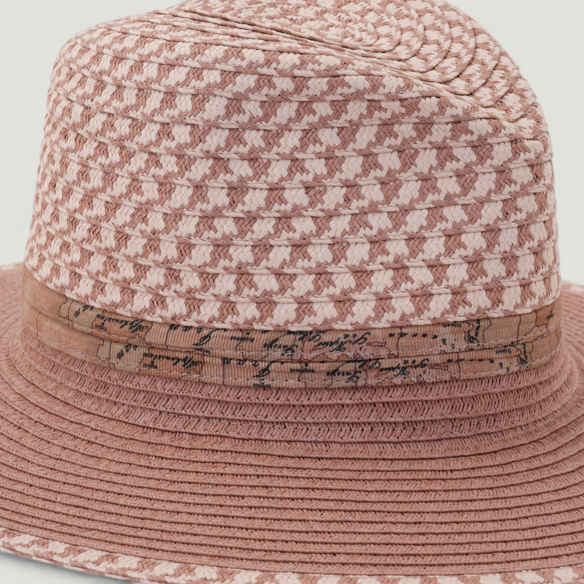 ALVIERO MARTINI 1^ CLASSE CAPPELLO INTRECCIATO CON NASTRO GEOCLASSIC ROSA CAMEO