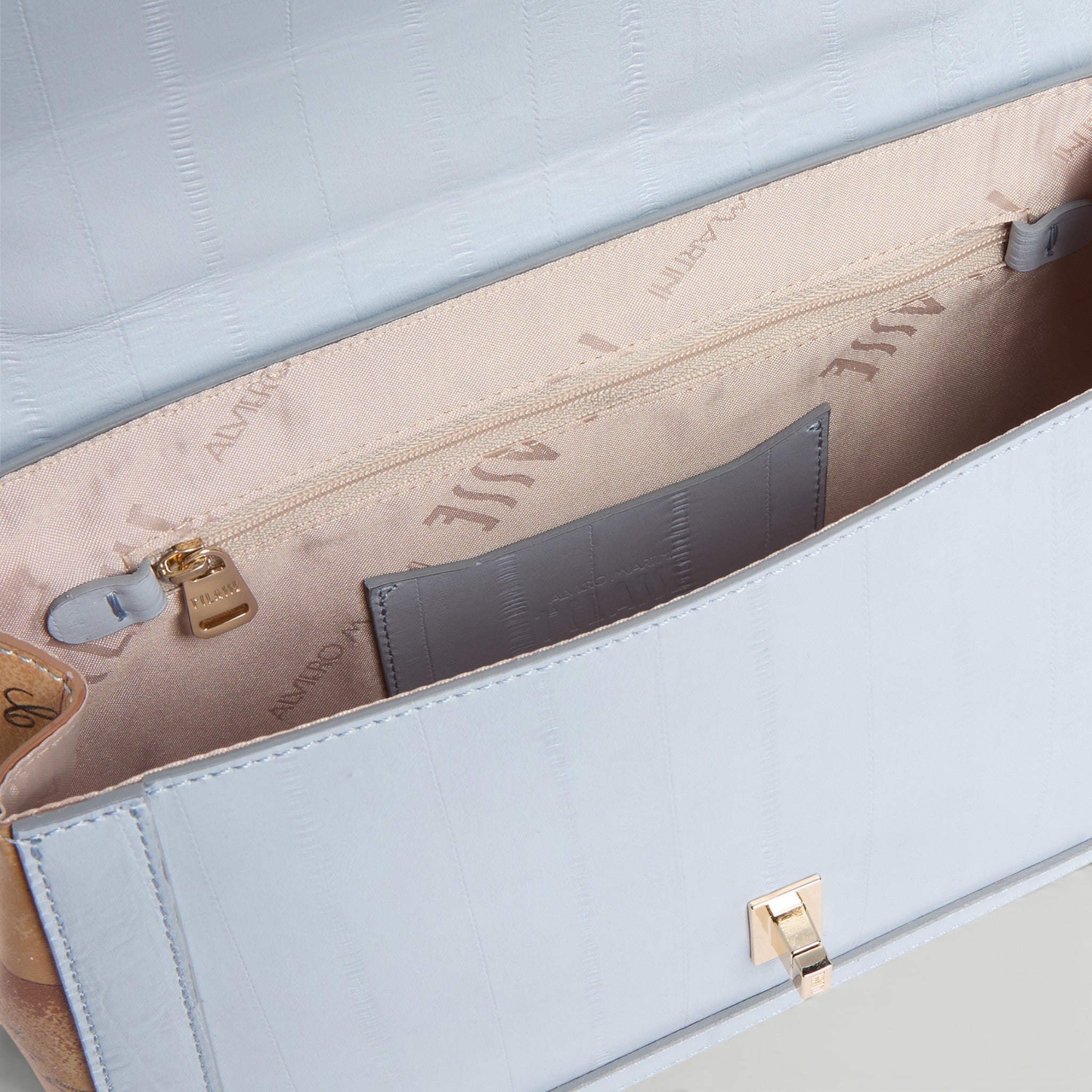 ALVIERO MARTINI 1^ CLASSE BORSA TRACOLLA CON CATENA AZZURRO POLVERE