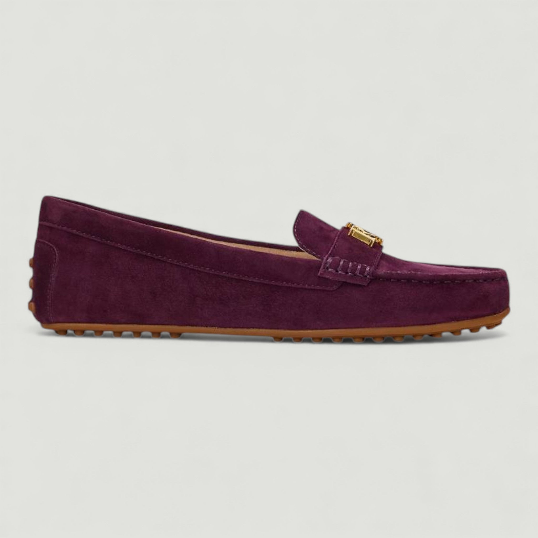 RALPH LAUREN MOCASSINI BURNSBURY IN CAMOSCIO PINOT NOIR VIOLA