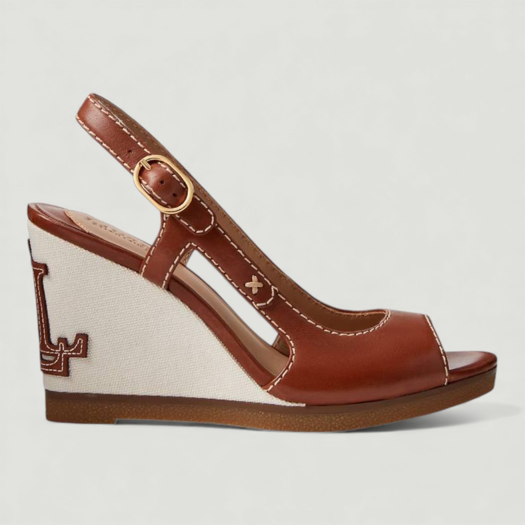RALPH LAUREN SANDALI RONI IN PELLE BRUNITA DEEP SADDLE TAN