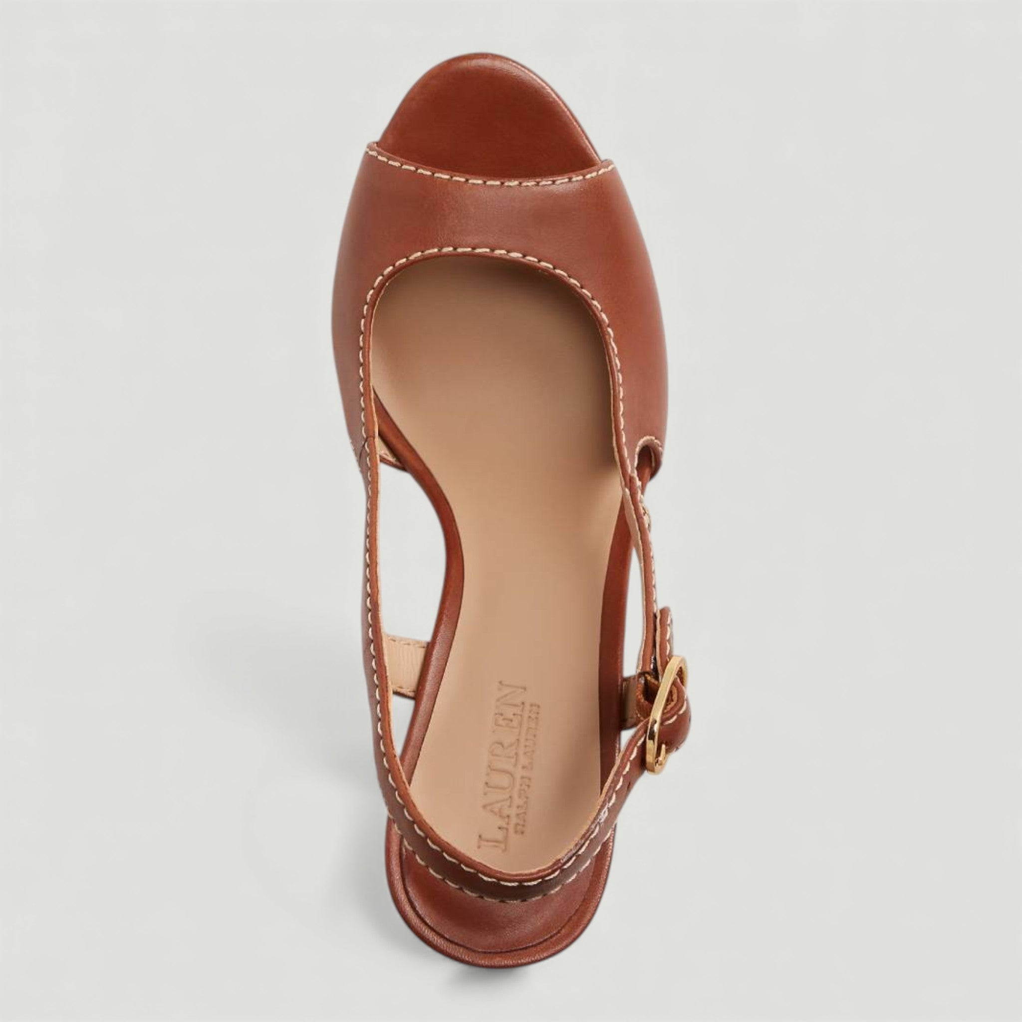 RALPH LAUREN SANDALI RONI IN PELLE BRUNITA DEEP SADDLE TAN