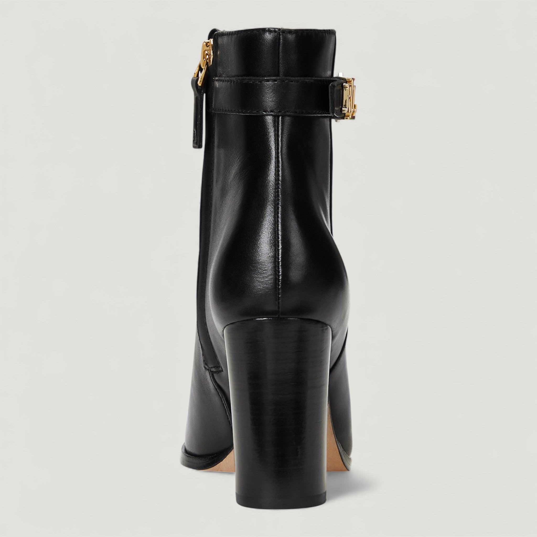 RALPH LAUREN STIVALETTI BAILEY IN PELLE BRUNITA BLACK