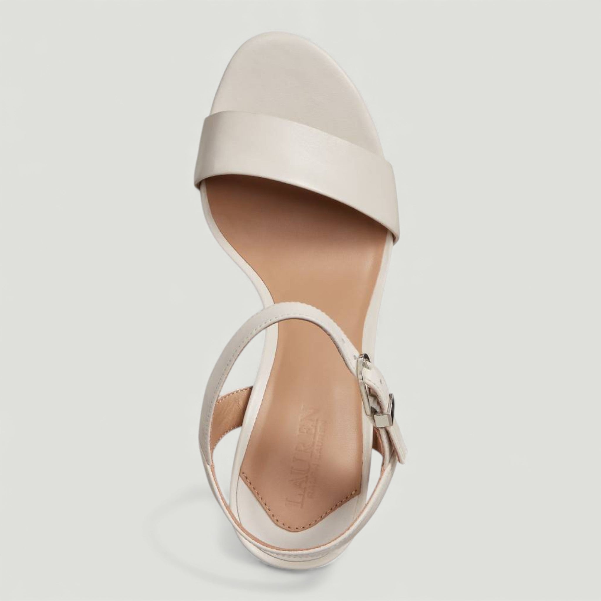 RALPH LAUREN SANDALI GWEN IN CUOIO NAPPA SOFT WHITE