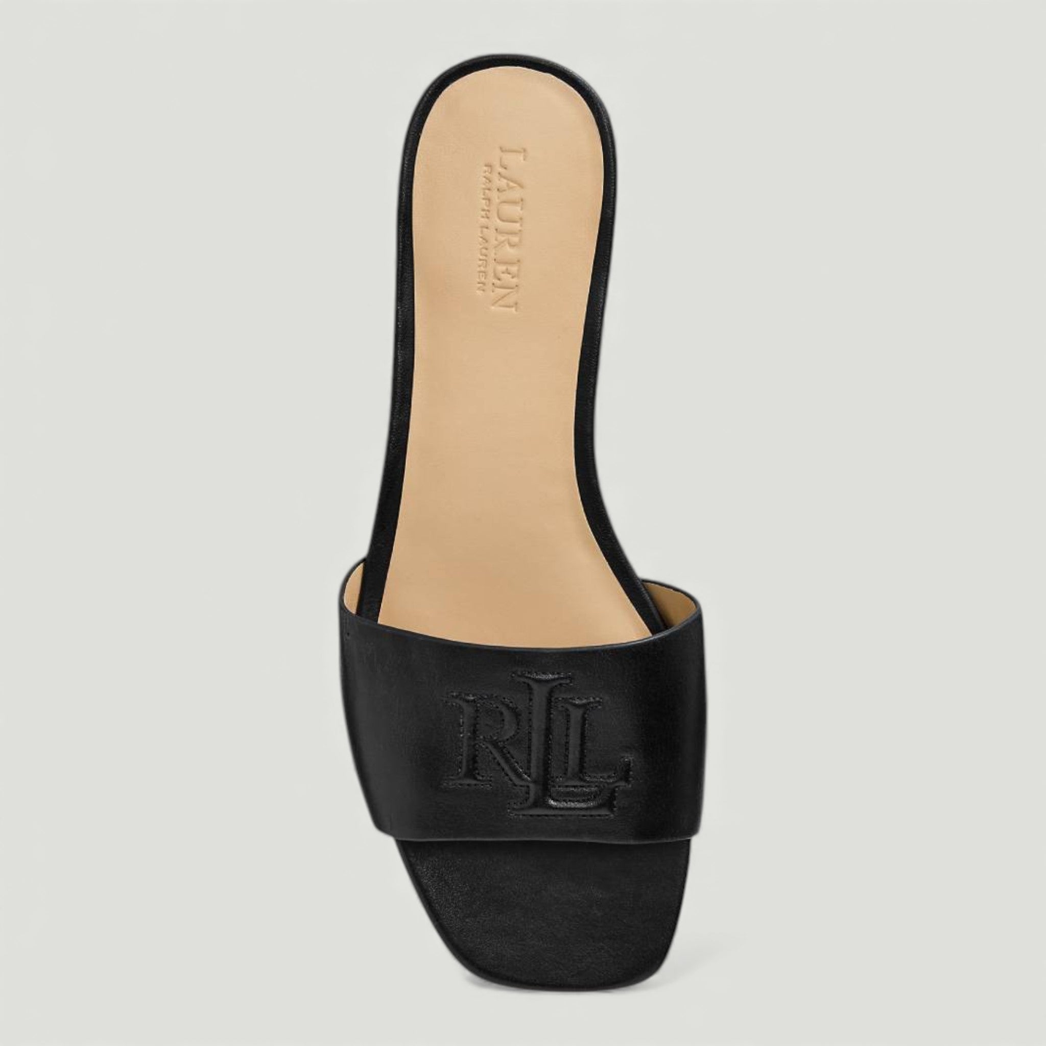 RALPH LAUREN CIABATTE EVERLEY IN VITELLO BLACK