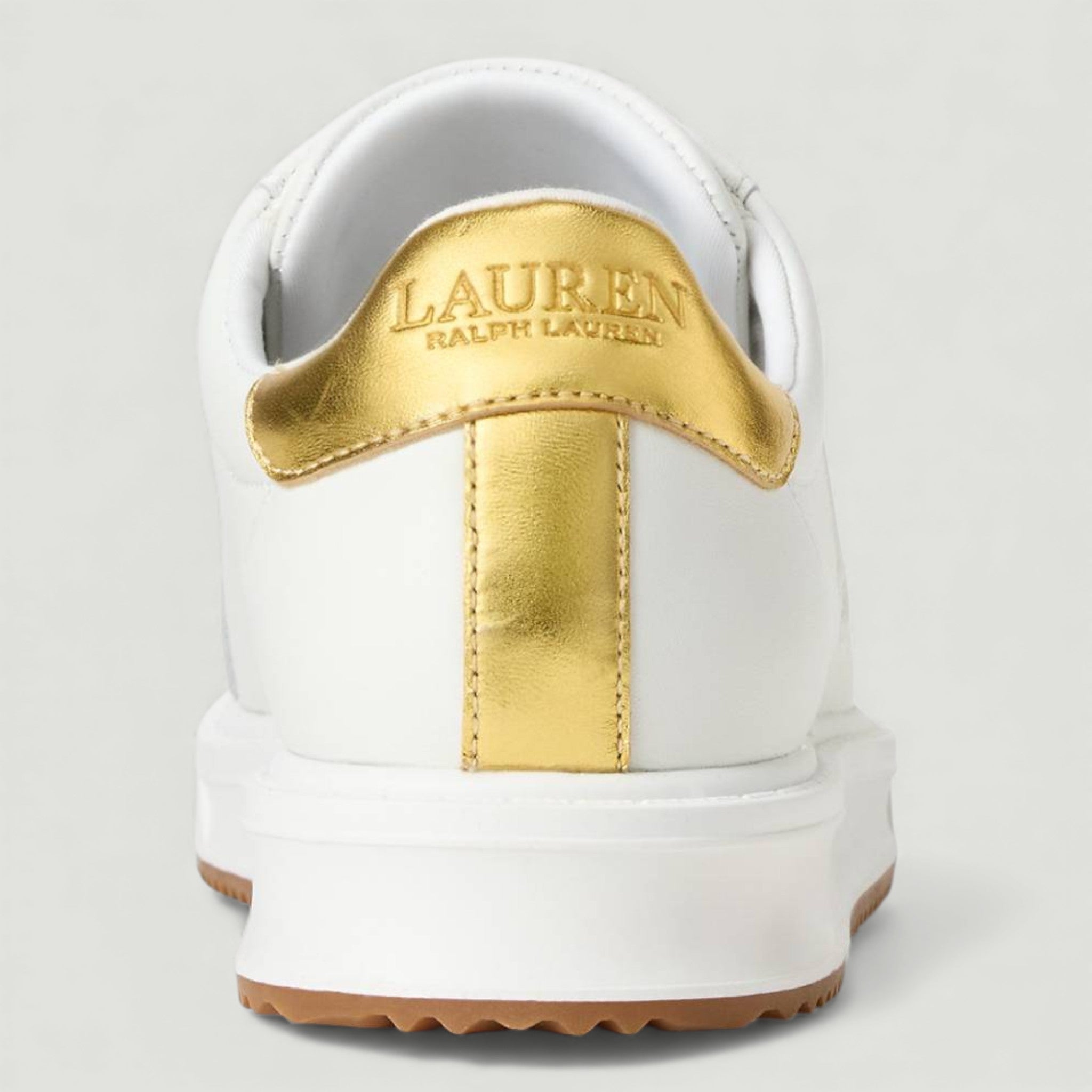 RALPH LAUREN SNEAKERS AINSLEY IN PELLE METALLIZZATA SNOW WHITE/MODERN GOLD