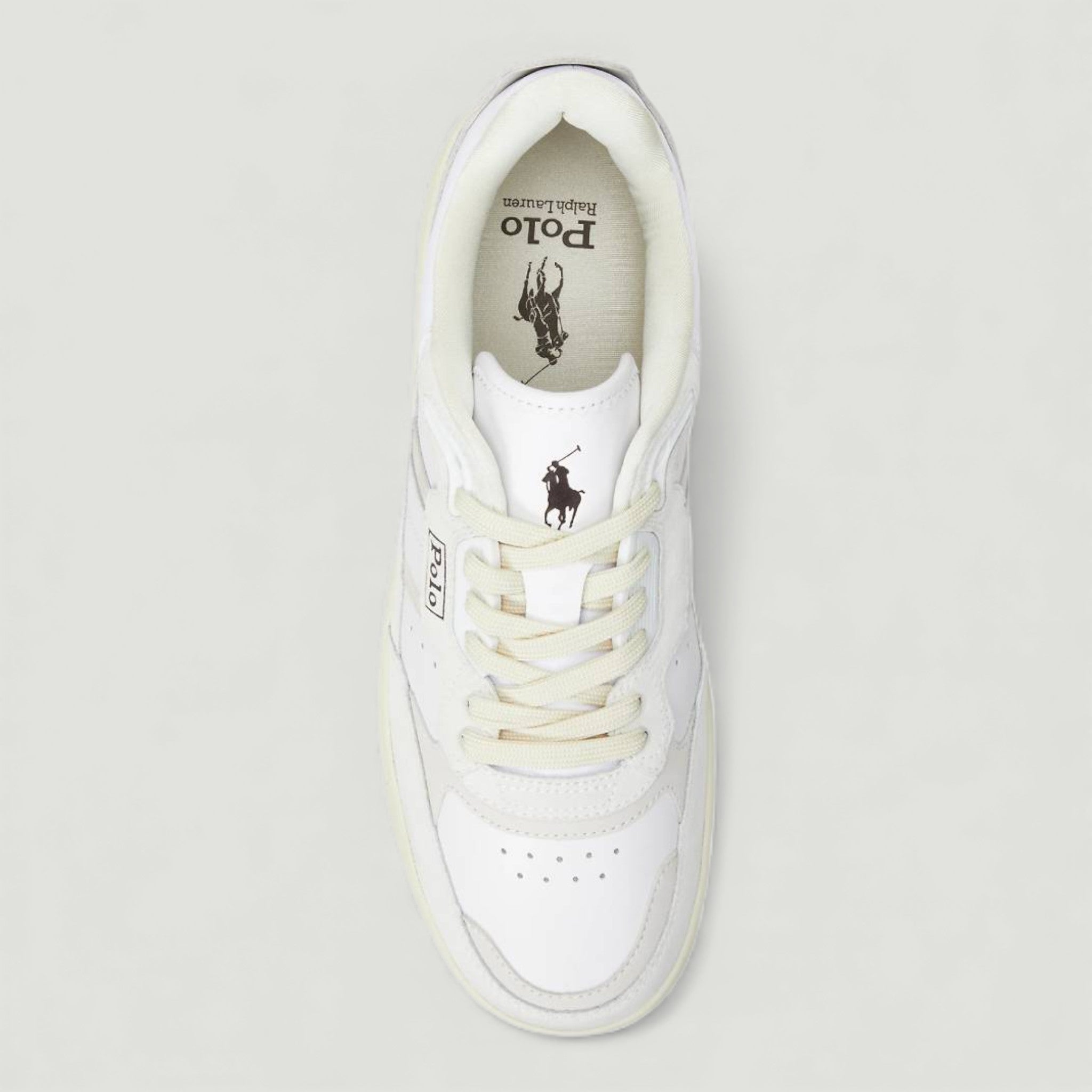 RALPH LAUREN POLO SPORT SNEAKERS MASTERS SPRT LOW TOP LACE BIANCO/DARK BROWN