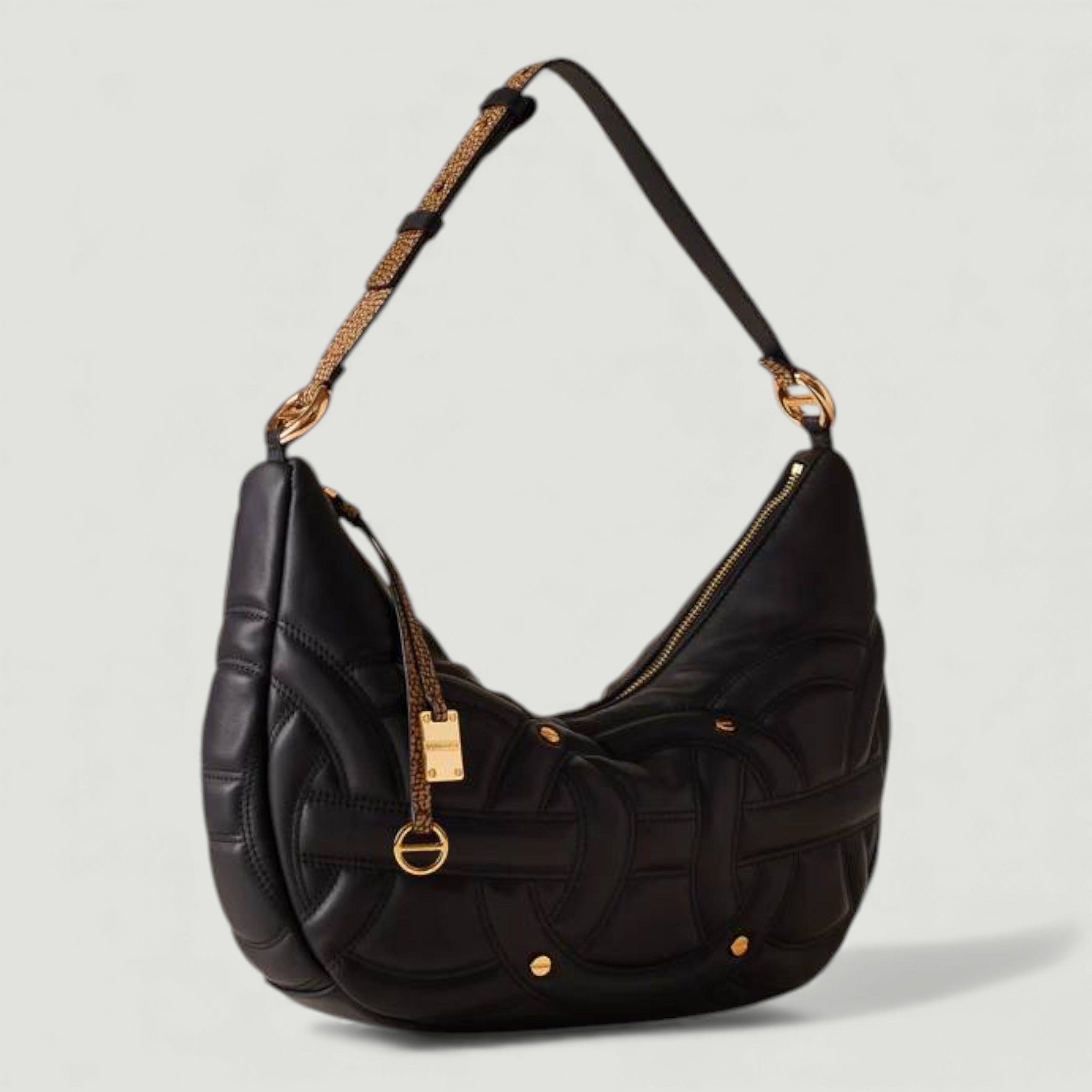 BORBONESE BORSA HOBO L NERO/OP NATURALE