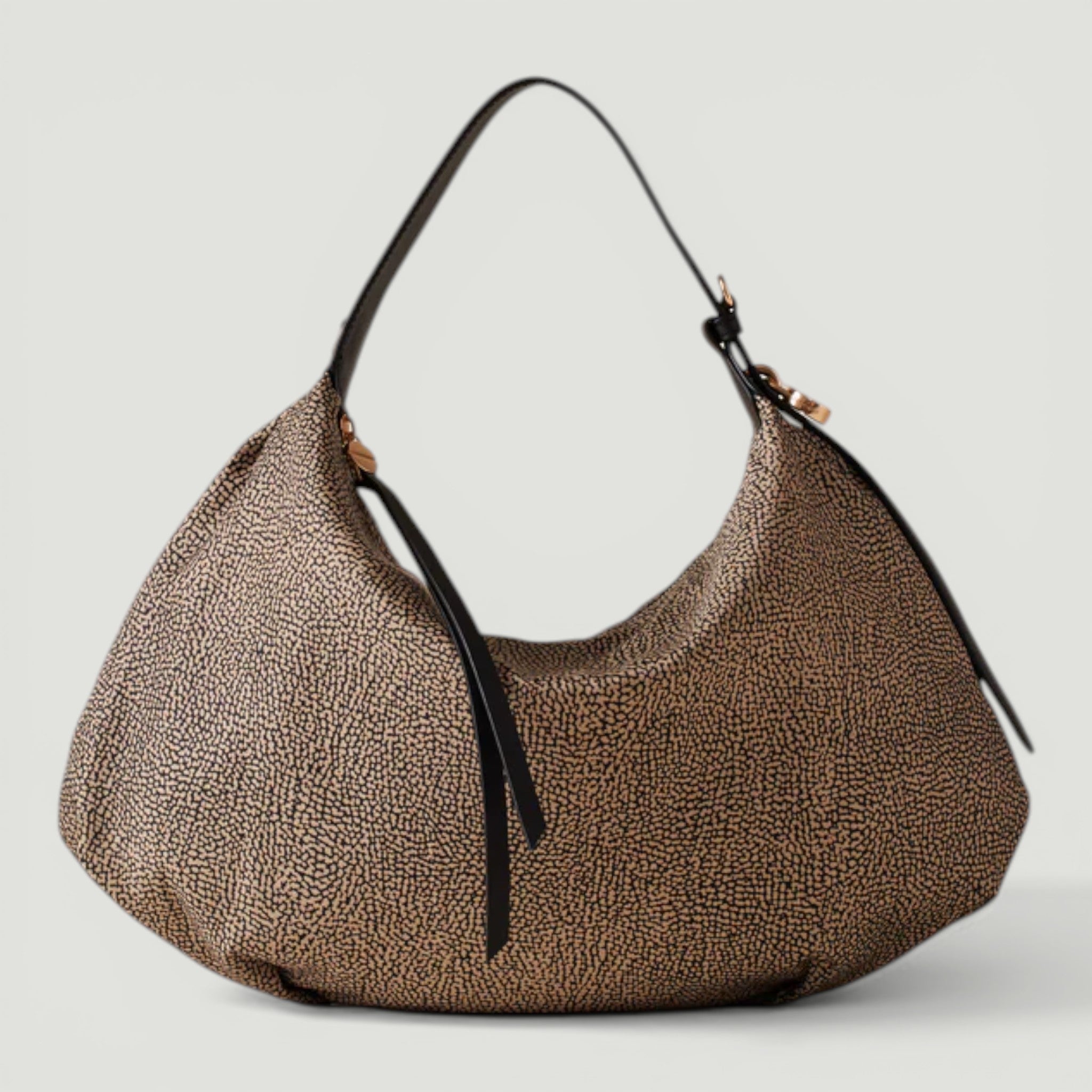 BORBONESE BORSA HOBO M. OP NATURALE/NERO