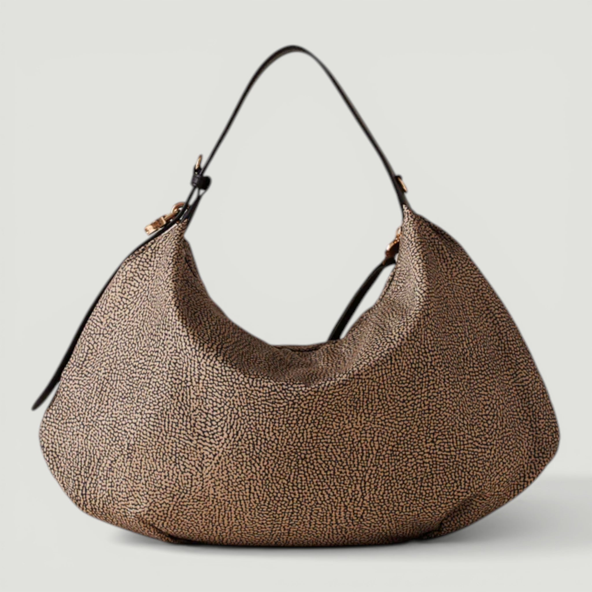 BORBONESE BORSA HOBO M. OP NATURALE/NERO