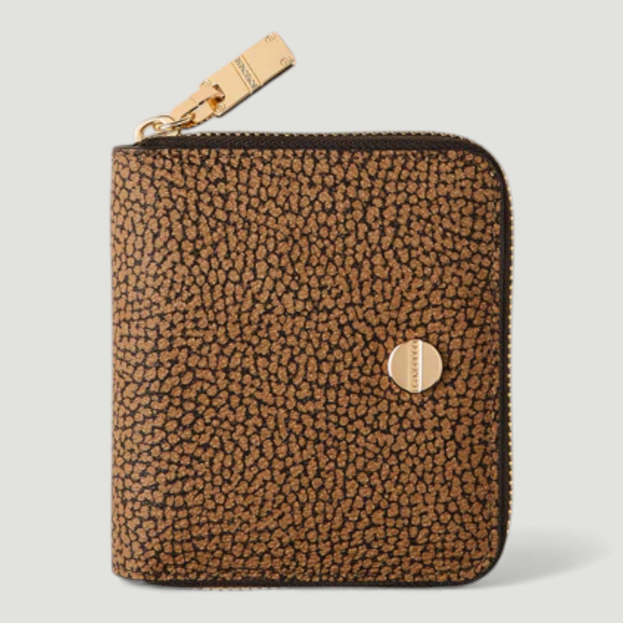 BORBONESE PORTAFOGLIO BORBONESE MEDIUM ZIP AROUND OP NATURALE NERO