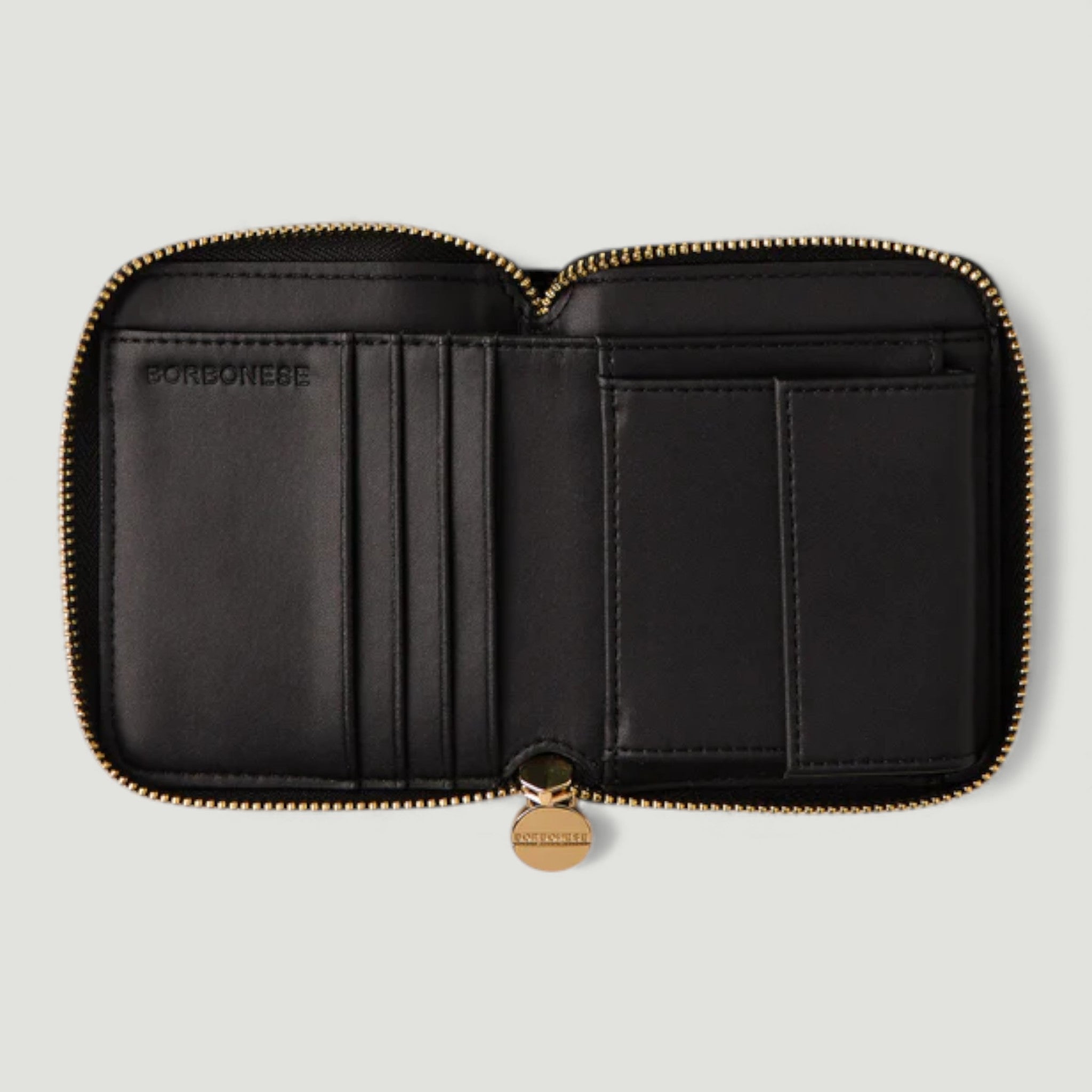 BORBONESE PORTAFOGLIO BORBONESE MEDIUM ZIP AROUND OP NATURALE NERO