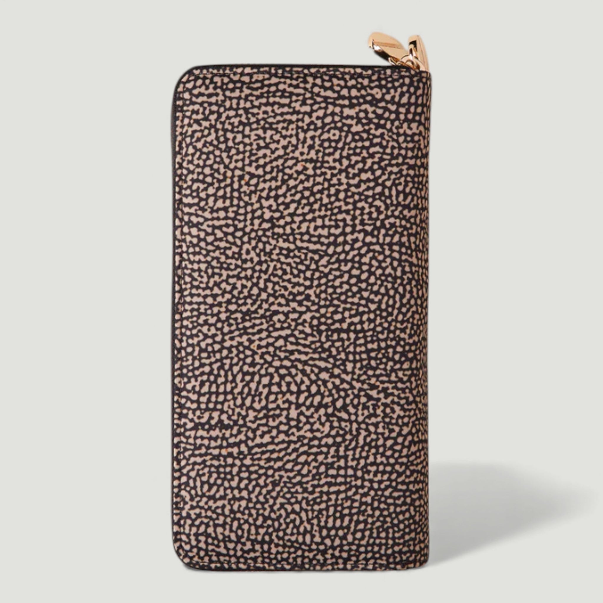 BORBONESE PORTAFOGLIO LARGE ZIP AROUND DOPPIO OP NATURALE/NERO