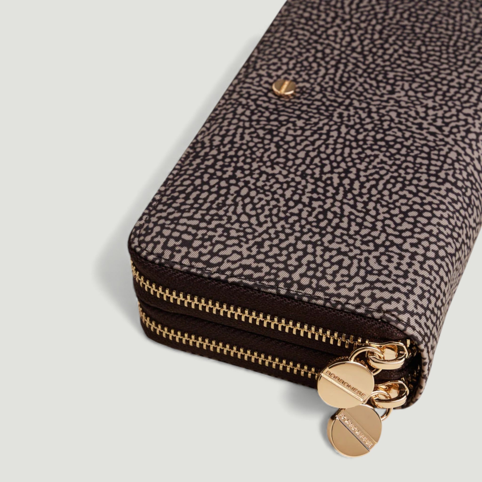 BORBONESE PORTAFOGLIO LARGE ZIP AROUND DOPPIO OP NATURALE/NERO