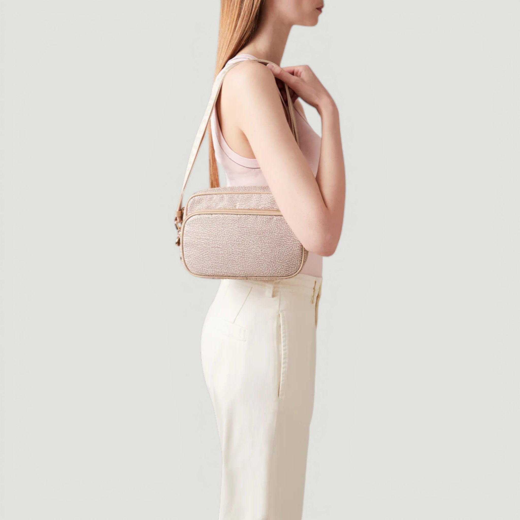 BORBONESE BORSA CAMERA CASE S. CON TASCA ANTERIORE SABBIA