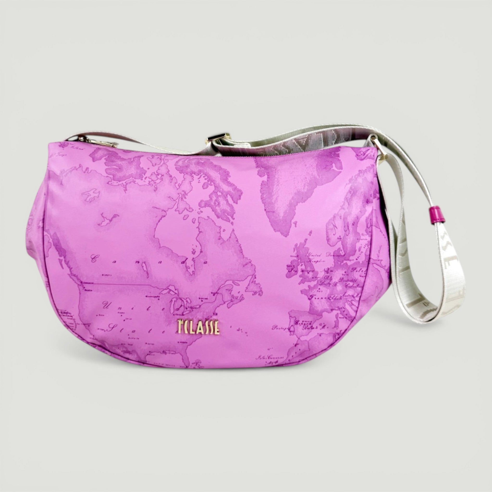 ALVIERO MARTINI 1^CLASSE BORSA TRACOLLA MEZZALUNA GRANDE MALVA