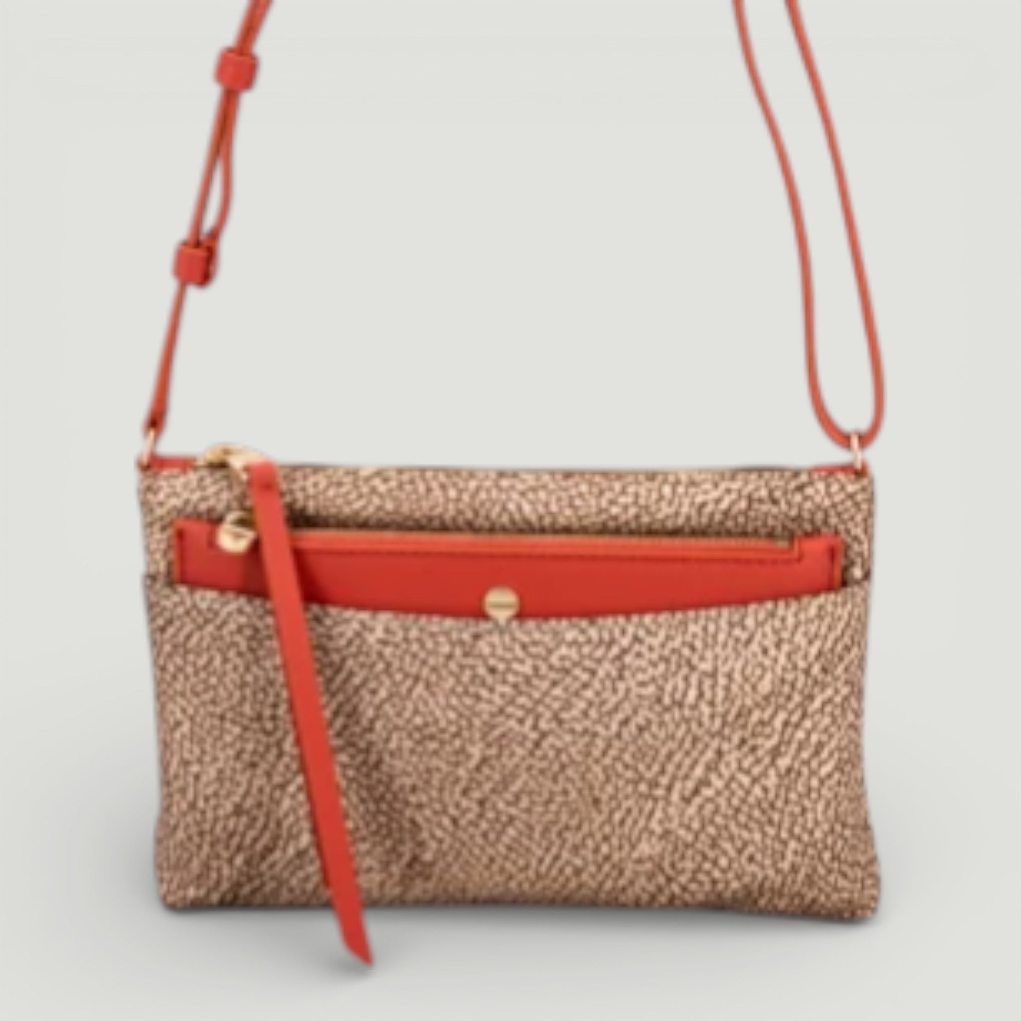 BORBONESE BORSA MINI BEIGE/RED PAPAYA